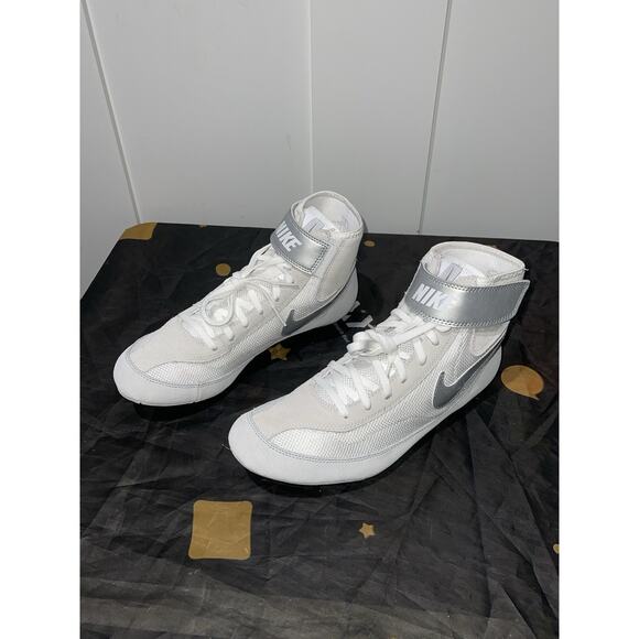 New Men’s Sz 10 Nike SpeedSweep 7 Wrestling Shoes White/Metallic Silver - Picture 2 of 5